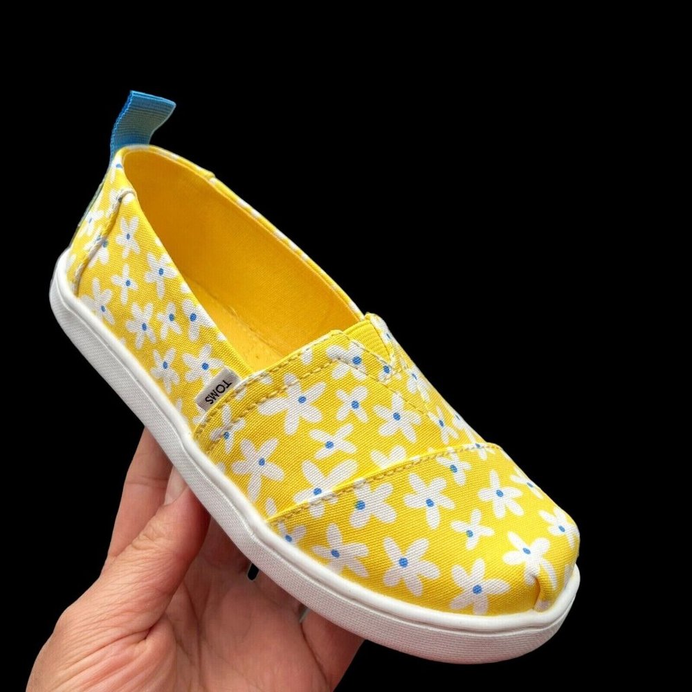 Toms Little Girls Alpargata Shoes Size 12 Yellow Slip on Lightweight & Comfy‎